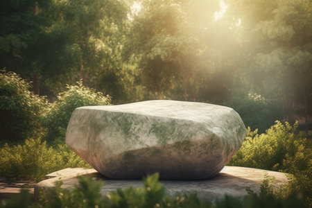 stone product. Podium garden jungle. Generate AIの素材