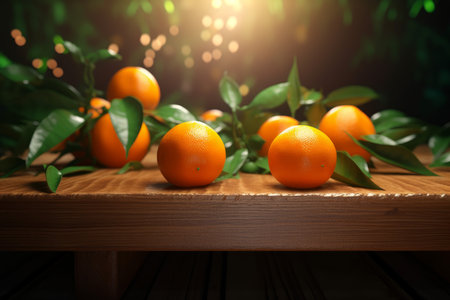Fresh tangerines on table. Diet natural fruits. Generate AIの素材