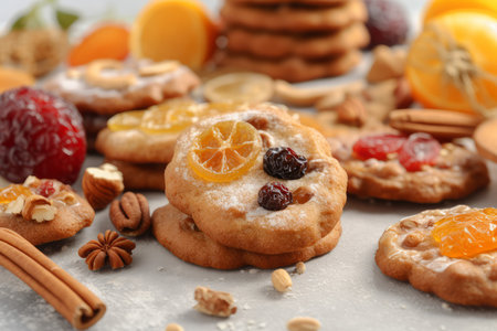 Cookies dried fruit. Bakery grain food. Generate AIの素材