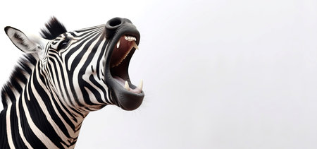 Zebra scream banner. Screaming wild animal. Generate AIの素材