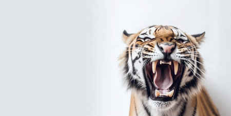 Tiger screaming banner. wild head. Generate AIの素材