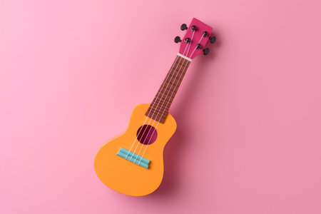 Colorful cute ukulele. wooden shape. Generate AIの素材