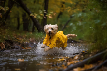 dog forest river. family water trip. Generate AIの素材