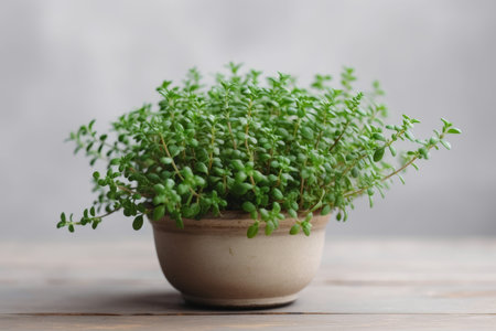 Aromatic green potted food. Chives mint. Generate AIの素材