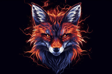 Fox face fiery spring. canine predator. Generate AIの素材