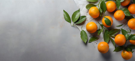 Fresh ripe tangerines banner. Diet sweet. Generate AIの素材