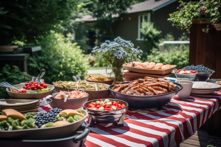 4 july food usa. Patriotic family day. Generate AIの素材