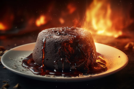 lava cake. Sweet white food. Generate AIの素材