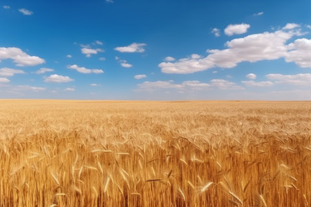 golden wheat field crop. Sunset nature. Generate AIの素材