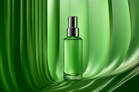 Green vial bottle. Medical water vial. Generate AIの素材