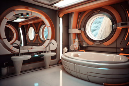 Interior modern stylish bathroom. wall color. Generate AIの素材