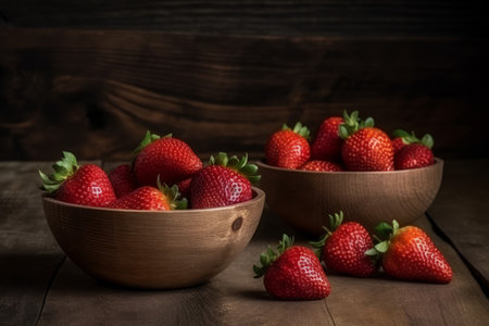 Bowl organic strawberry food. wood dessert. Generate AIの素材