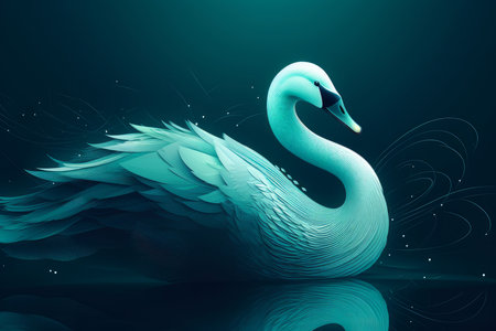 Blue swan elegant illustration. scene beauty. Generate AIの素材