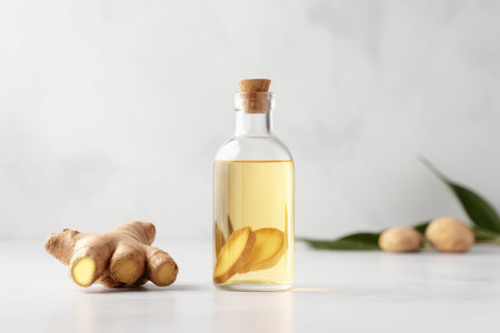 Bottle oil ginger cosmetic. Aroma Organic. Generate AIの素材