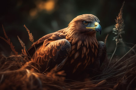 brown eagle grass. wild bird. Generate AIの素材