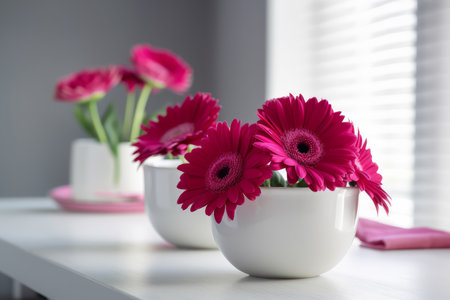 Gerbera daisies vase. nature gift beauty. Generate AIの素材