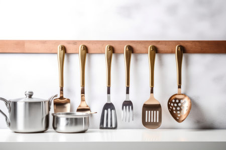 Kitchen utensils on wall. clean design. Generate AIの素材