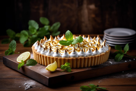 Lemon meringue pie baked. fresh meal. Generate AIの素材