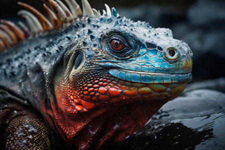 Exotic lizard portrait skin. Creature head. Generate AIの素材