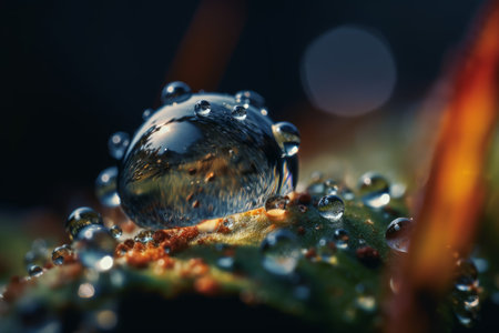 macro drops nature. Dew rain purity. Generate AIの素材