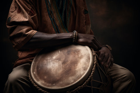 Man drumfolk. Hand circle folk. Generate AIの素材