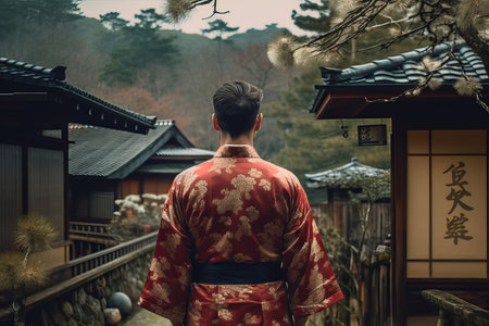 Man japanese kimono. portrait asian. Generate AIの素材
