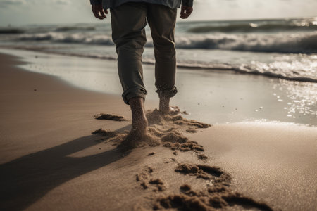 man sea walk. person alone. Generate AIの素材