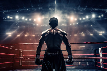 Man boxing ring. Man gloves match. Generate AIの素材