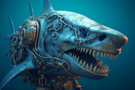Blue shark gear underwater. ocean future. Generate AIの素材