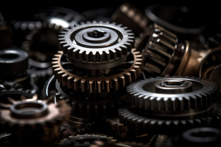 metal gear closeup. work factory. Generate AIの素材