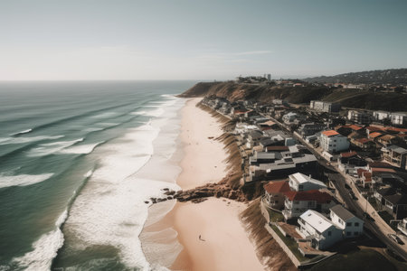 ocean beach city view. Miami tourism. Generate AIの素材