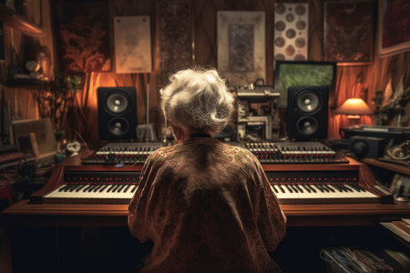 Old woman music studio. song club studio. Generate AIの素材