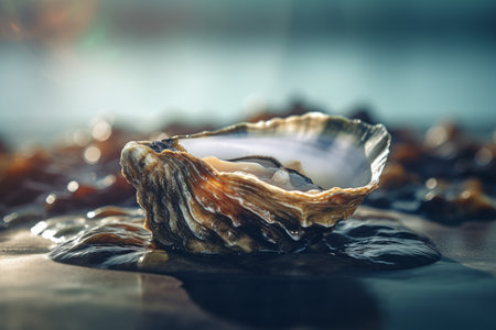 Oyster open shell. Cooking ice shell. Generate AIの素材