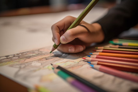Pencil colorful hand draw. rainbow design. Generate AIの素材