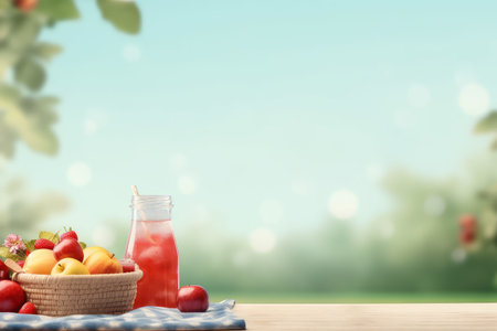 Picnic day background. nature blanket. Generate AIの素材