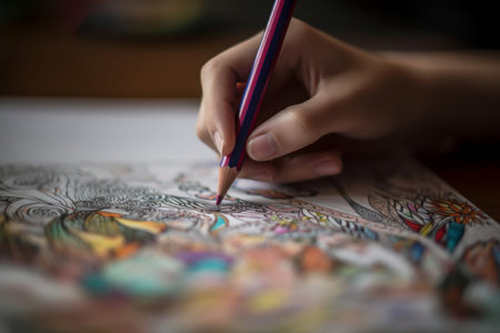 Pencil colorful hand drawing. school education. Generate AIの素材