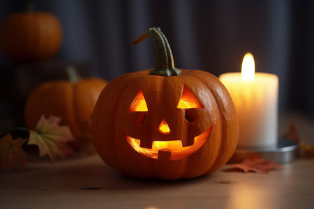 Pumpkin halloween spooky. night horror. Generate AIの素材