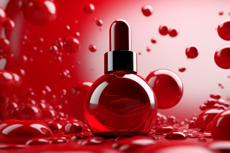 Red vial bottle bubbles. manicure spa. Generate AIの素材