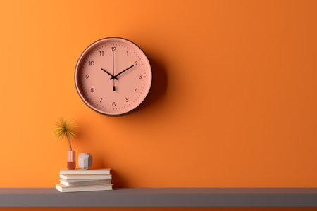 Clock orange background. watch minute. Generate AIの素材