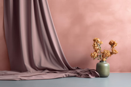 Fabric feature curtain mockup. home wall. Generate AIの素材