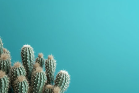 Cactus mockup blue background. decorative cacti. Generate AIの素材