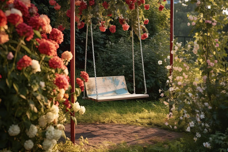 Swing decorated flowers. Decora fashion. Generate AIの素材