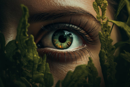 human eye close up forest. concept futuristic. Generate AIの素材