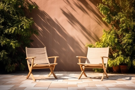 Garden furniture chairs background. modern decor. Generate AIの素材