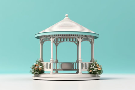 Gazebo background. Summer nature grass. Generate AIの素材