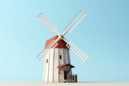 windmill mockup. white clouds. Generate AIの素材