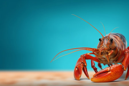 Crayfish blue background. Cooking snack. Generate AIの素材