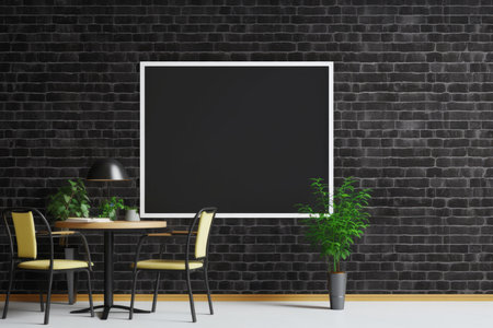 Project frame board brick wall. Art room. Generate AIの素材