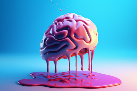 Melting brain idea. pain anxiety. Generate AIの素材