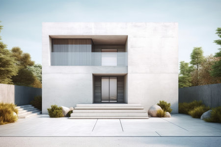 Modern house villa. white roof. Generate AIの素材